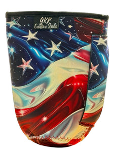 Waving American flag koozie