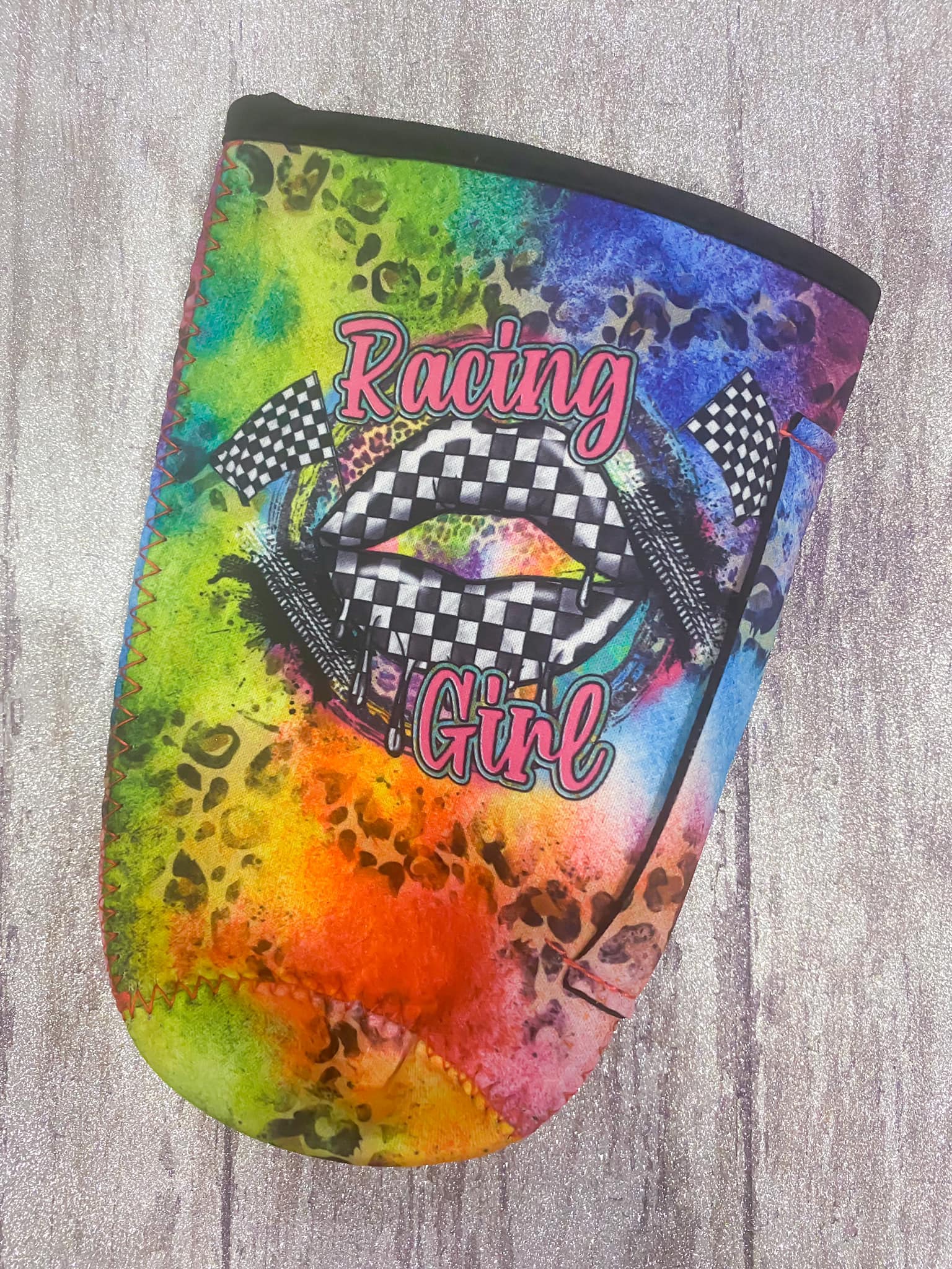 Neoprene 30 oz Racing Girl Koozie with Handle